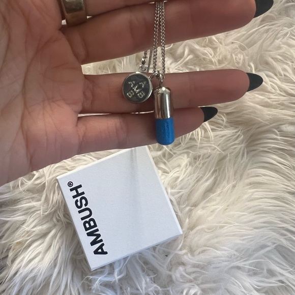AMBUSH PILL NECKLACE SILVER BLUE NEW - Picture 2 of 4